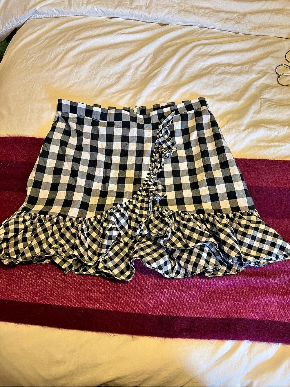 🔸BOGO FREE🔸 J. Crew Checkered Ruffle cotton Mini Skirt Size 14